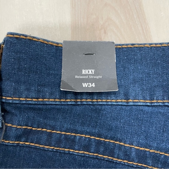 NWT True Religion Mens 34 Jean Shorts Ricky Relaxed Straight Flap Big T Dark Raw - Picture 7 of 11